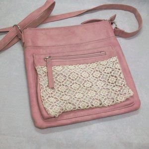 Claire's Pink Crossbody Bag Lace Pocket Accent